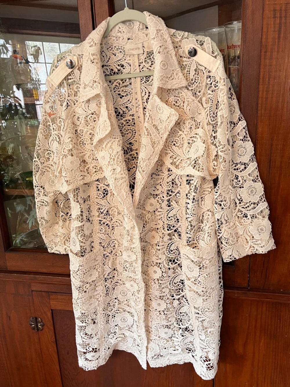 Chico’s lace inspired sheer coat
